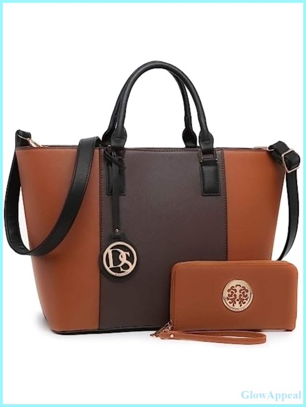 Vegan Leather Tote Bag with Matching Wallet & Tassel, Large Shoulder Satchel